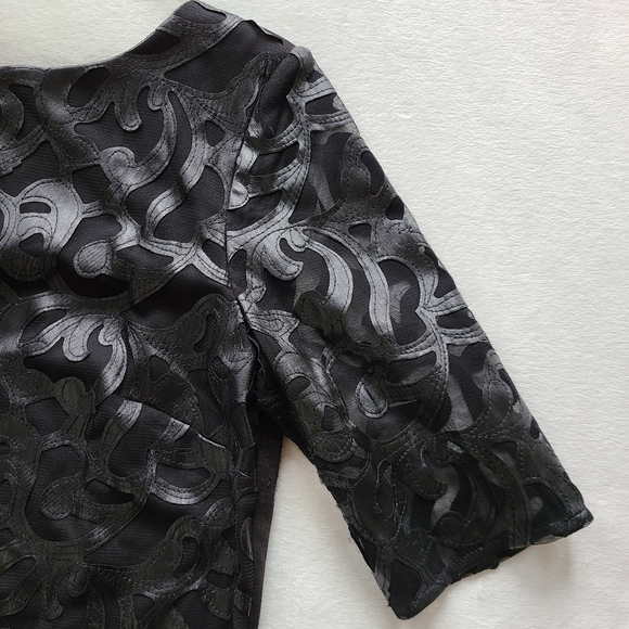 Evening dress with faux leather on mesh overlay - Picture 3 of 5